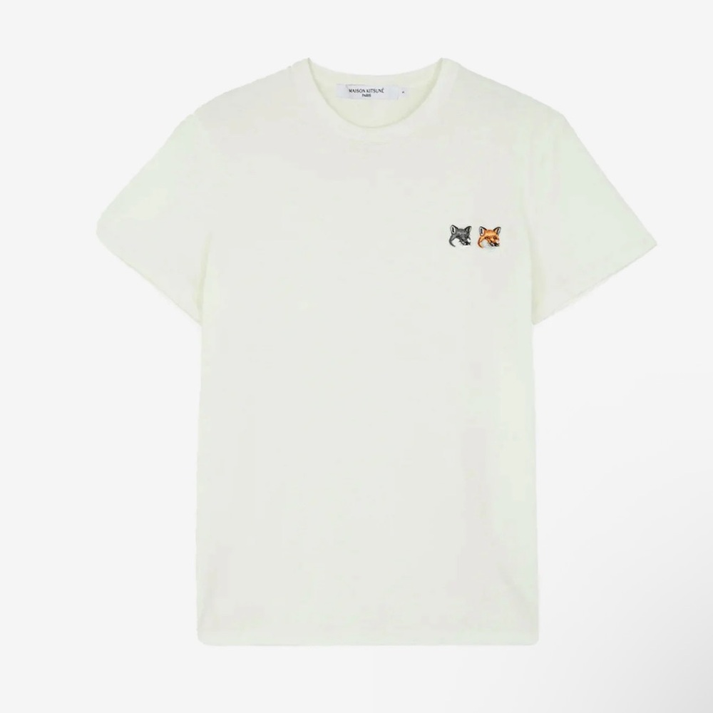 Maison Kitsune Double Fox Head Patch Classic White T-shirt